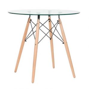 Mesa tower (to), madera, cristal, 100 cms de diámetro