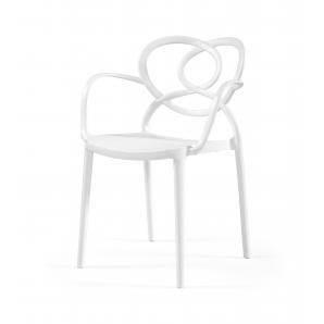 4 Sillones love, apilable,  polipropileno blanco - 4 unidades