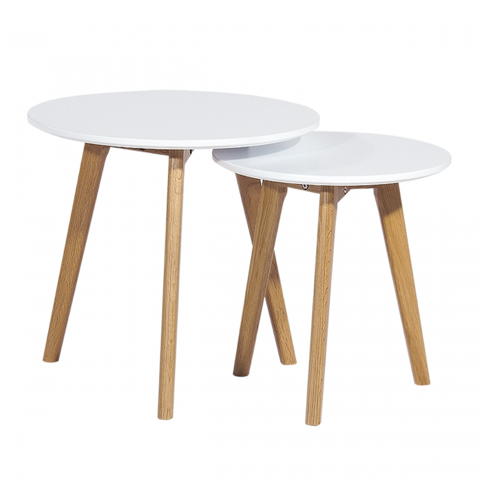 Mesa accra, - nido -, 2 mesas, baja, madera, lacada blanca