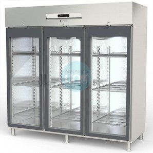 Armario Congelador Expositor, 3 Puertas, 12 Estantes GN 2/1, INOX, 2197 Litros, Fondo 86 cm, Coreco ACGE-2003