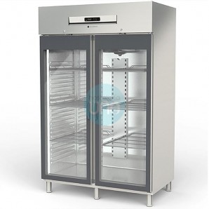 Armario Expositor Refrigerado, 2 Puertas, 8 Estantes GN 2/1, INOX, 1404 Litros, Fondo 86 cm, Coreco AGRE-1002PF