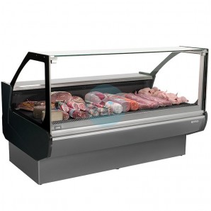 Vitrina Carnicería Gris y Negra, Cristal Recto, 1,5 Metros Ancho, INFRICO VEU15 RCP