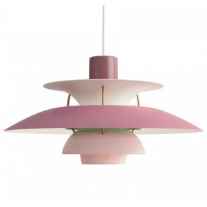 Lámpara danish, colgante, aluminio, rosa y verde, 40 cms de diámetro