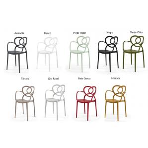 4 Sillones love, apilable,  polipropileno blanco - 4 unidades