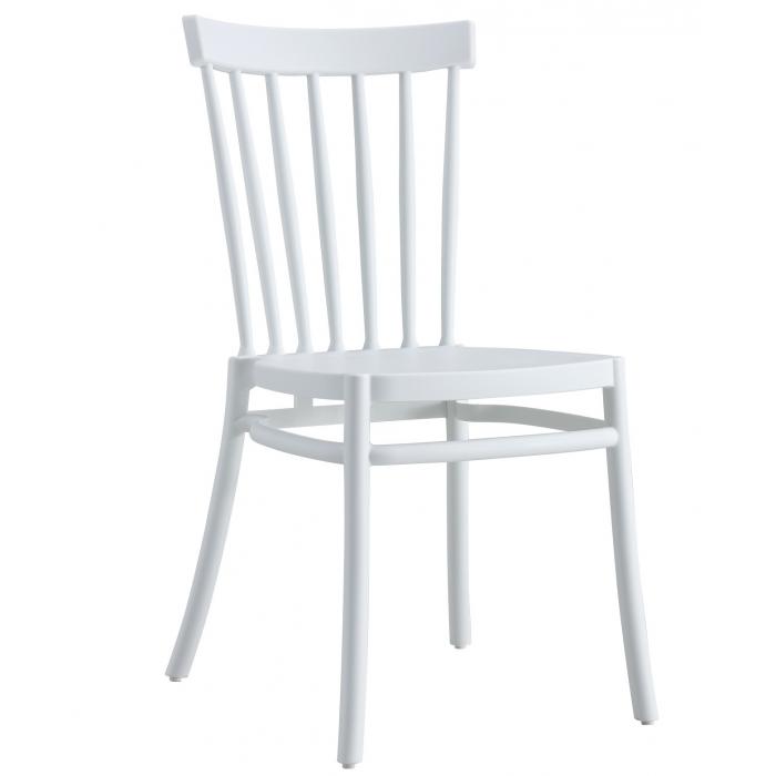 4 Sillas milos, apilable, tratamiento anti uv, polipropileno blanco - 4 unidades