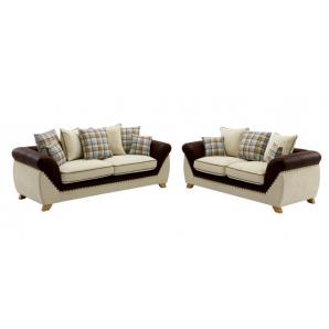 Sofá cambridge, 3 plazas, tejido combinado marrón con beige