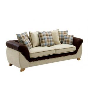 Set sofás cambridge, 3 + 2 plazas, tejido combinado marrón con beige
