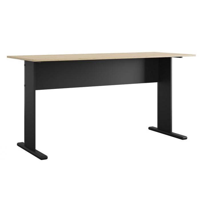 Mesa de oficina work, metal, bilaminado natural y negro 150 x 60 cms