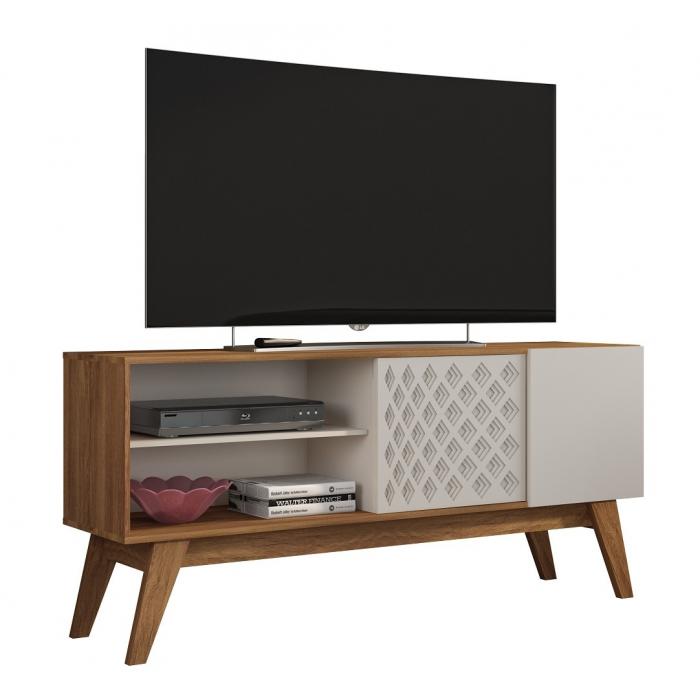 Mueble tv premium, matte y blanco roto, 150 cms.