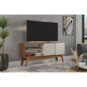 Mueble tv premium, matte y blanco roto, 150 cms.