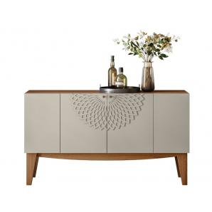 Buffet jade, 4 puertas, matte y blanco roto, 136 cms.