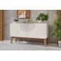 Buffet jade, 4 puertas, matte y blanco roto, 136 cms.