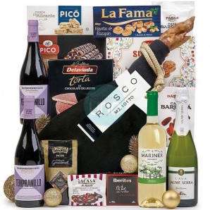 Caja Lote Jamonero Nº2: Paleta Reserva Rosco + Embutidos + Cava + Vinos + Turrones y Dulces