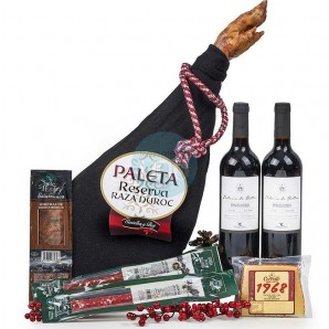 Caja Lote Jamonero Nº2: Paleta Reserva Raza Duroc Centelles y Buj + Embutidos + Vinos