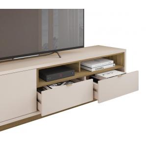 Mueble tv isis, blanco roto y miel, 218 cms.