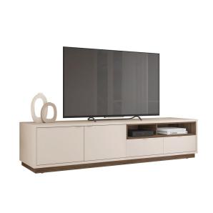 Mueble tv isis, blanco roto y nogal, 218 cms.