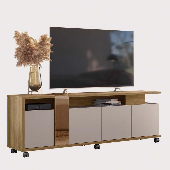 Mueble tv new cristal, miel y cacao, 183 cms.
