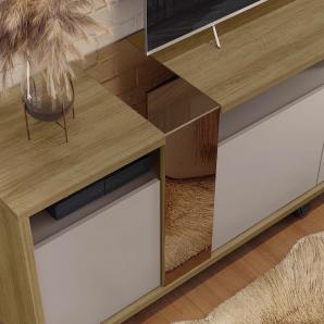 Mueble tv new cristal, miel y cacao, 183 cms.