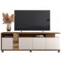 Mueble tv new cristal, nogal y blanco roto, 183 cms.