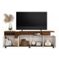 Mueble tv new cristal, nogal y blanco roto, 183 cms.