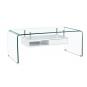 Mesa newark, baja, estante blanco, cristal curvado, 110 x 60 cms