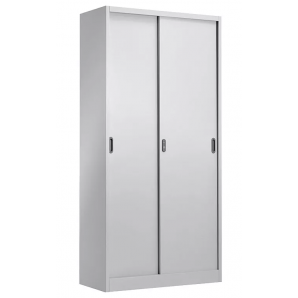 Armario olimpo, metálico, puertas correderas, gris claro, 90x46x185 cms