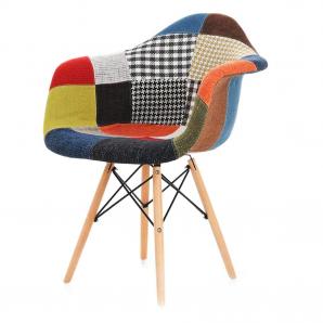 4 Sillones tower pat22, madera, tejido patchwork color 22 - 4 unidades