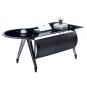 Mesa de oficina magna, forma a derecha, vidrio templado negro, 180 x 85 cms