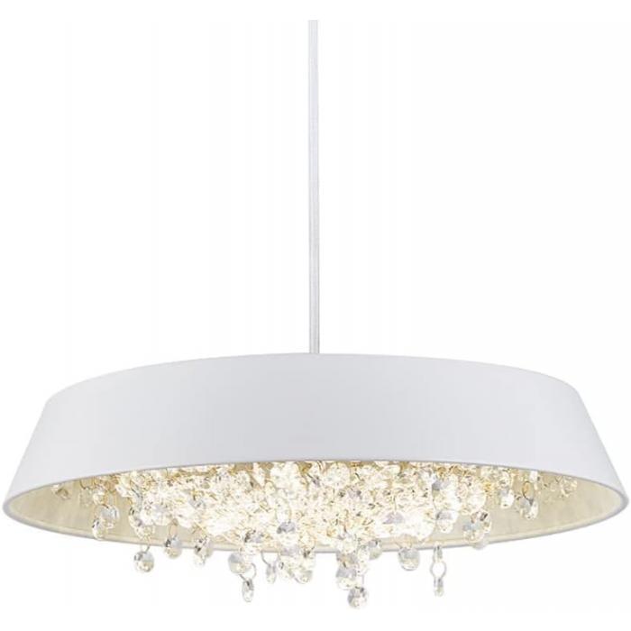 Lámpara jena bl, colgante, metal, blanca, cristal, led