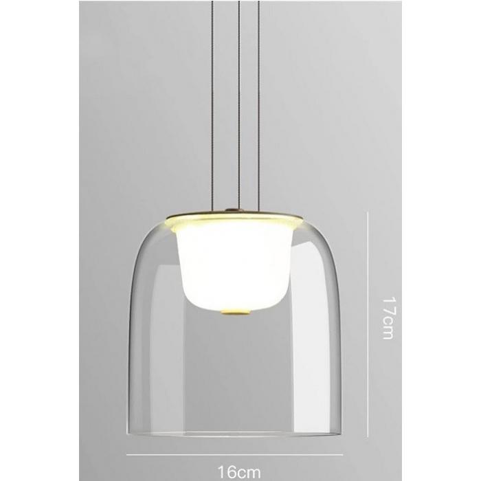 Lámpara witten h170, colgante, metal, cristal, led