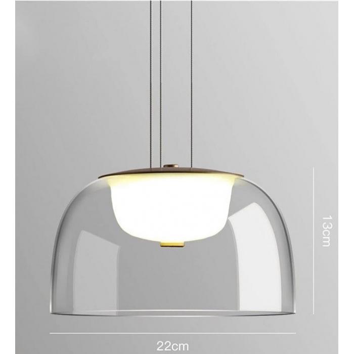 Lámpara witten h130, colgante, metal, cristal, led