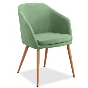 2 Sillones lart, metal, tapizado tejido linen verde claro - 2 unidades