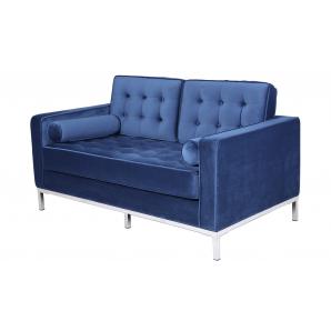 Sofá arles, 2 plazas, tejido velvet azul