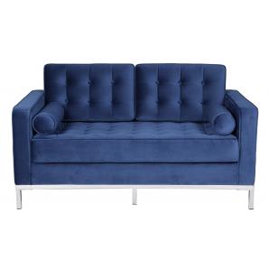 Sofá arles, 2 plazas, tejido velvet azul