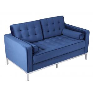 Sofá arles, 2 plazas, tejido velvet azul