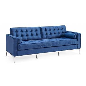 Sofá arles, 3 plazas, tejido velvet azul