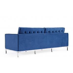 Sofá arles, 3 plazas, tejido velvet azul