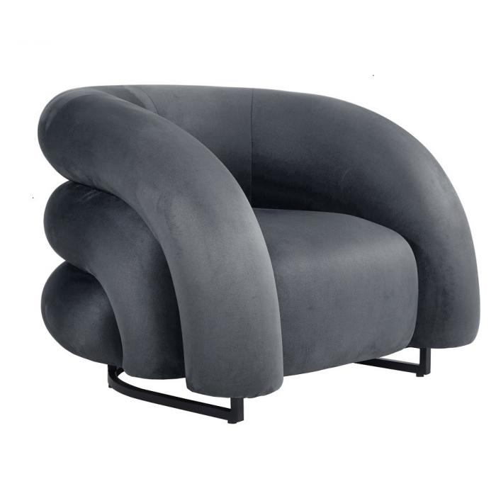 Sillón karlovy, tapizado velvet gris