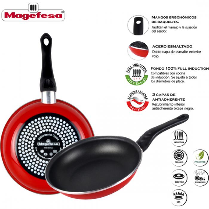 MAGEFESA K2 ROJO SARTÉN 18, ACERO ESMALTADO VITRIFICADO ROJO