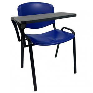 4 Sillas niza con pala de escritura, asiento y respaldo en plástico azul - 4 unidades