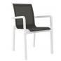 4 Sillones neptuno, apilable, polipropileno blanco, batyline antracita - 4 unidades