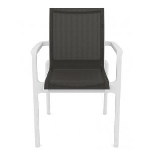 4 Sillones neptuno, apilable, polipropileno blanco, batyline antracita - 4 unidades