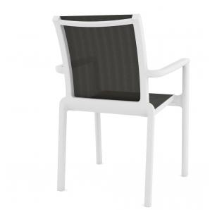 4 Sillones neptuno, apilable, polipropileno blanco, batyline antracita - 4 unidades