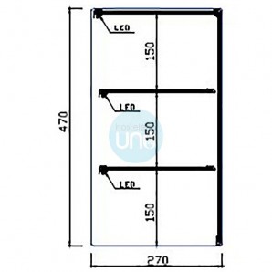 Vitrina Neutra, 1,2 Metros Ancho, Cristal Recto, 3 Pisos, 2 Estantes, Abierta Atrás, LED, VGVRL-2E120