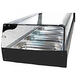 Vitrina de Tapas Refrigerada, 1,2 Metros Ancho, 4 Cubetas, Cristal Recto, Puertas Correderas, LED, VG20RF4