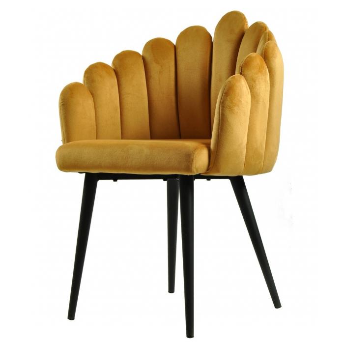 2 Sillones devin, metal, tapizado velvet amarillo - 2 unidades