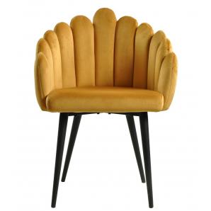 2 Sillones devin, metal, tapizado velvet amarillo - 2 unidades