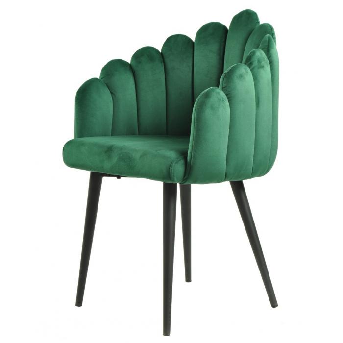 2 Sillones devin, metal, tapizado velvet verde oscuro - 2 unidades