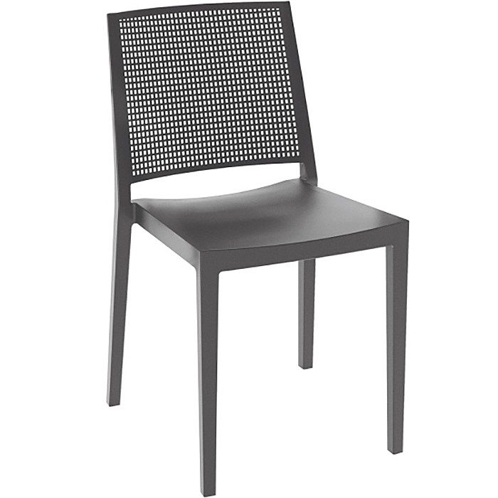 Silla Gris Antracita Apilable, Polipropileno y Fibra de Vidrio inyectado a Gas, Exterior - GRID1.ANTRACITA