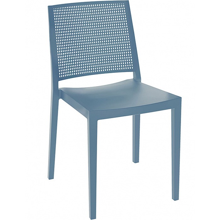 Silla Azul Atalaya Apilable, Polipropileno y Fibra de Vidrio inyectado a Gas, Exterior - GRID1.AZUL